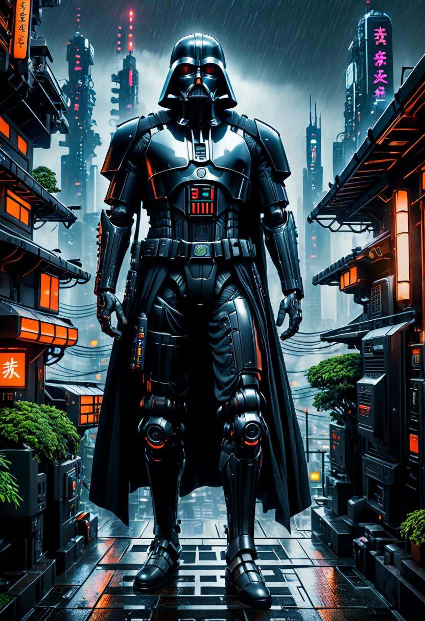 Dark Vador,  (((full-body))),  Cypherpunk style on Tensor.Art