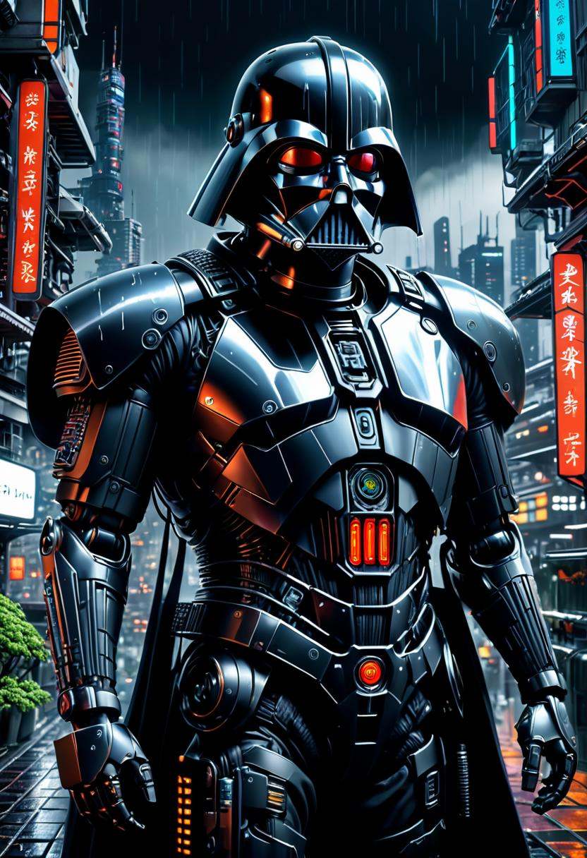 Dark Vador,  (((full-body))),  Cypherpunk style on Tensor.Art