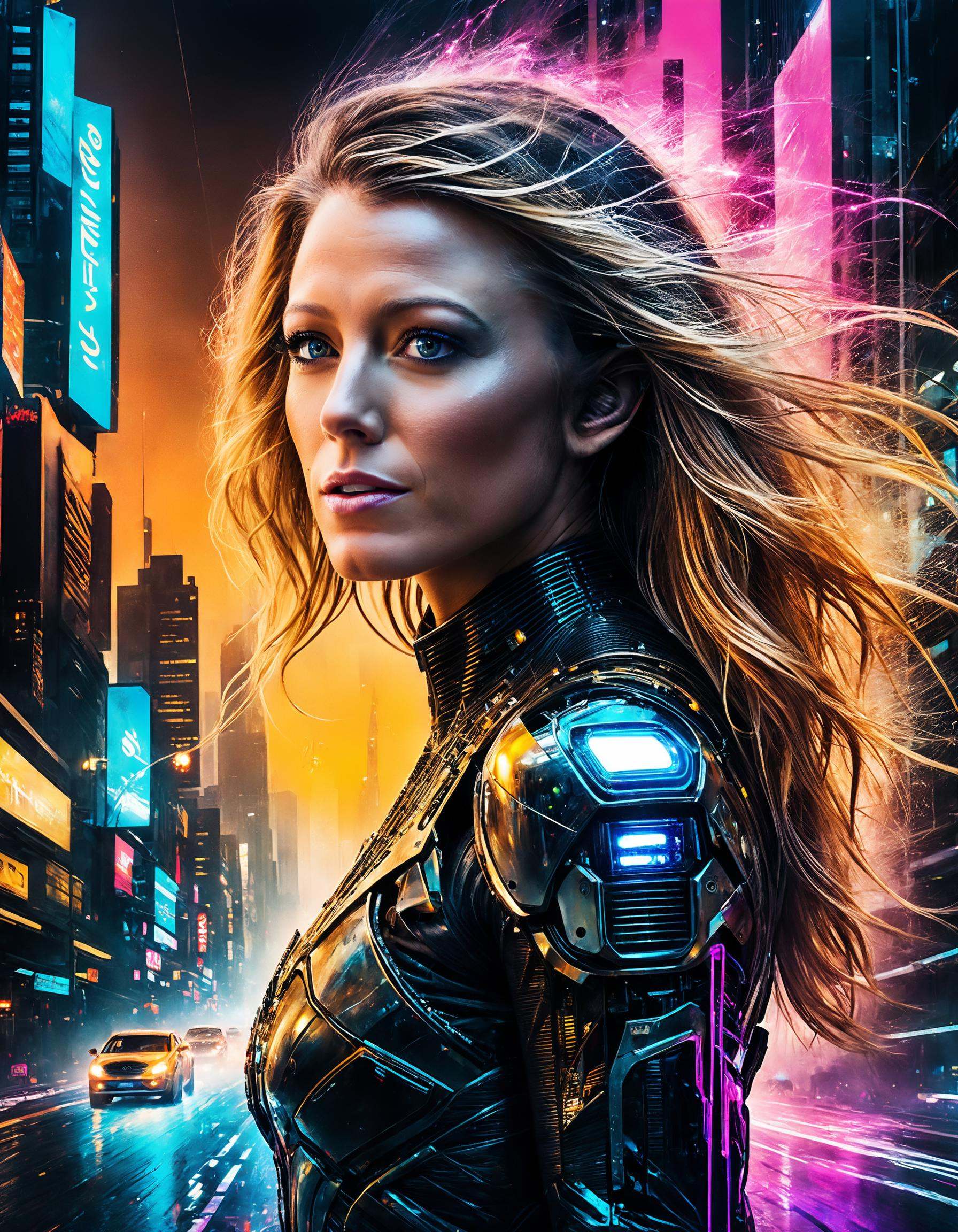 blake lively as a cyborg {/ Terminator,  Blade Runner 2049 }/ on Tensor.Art