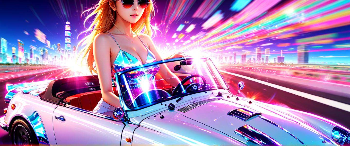 anime artwork Asuna driving a mini sh3lby car,  speed,  fast on Tensor.Art