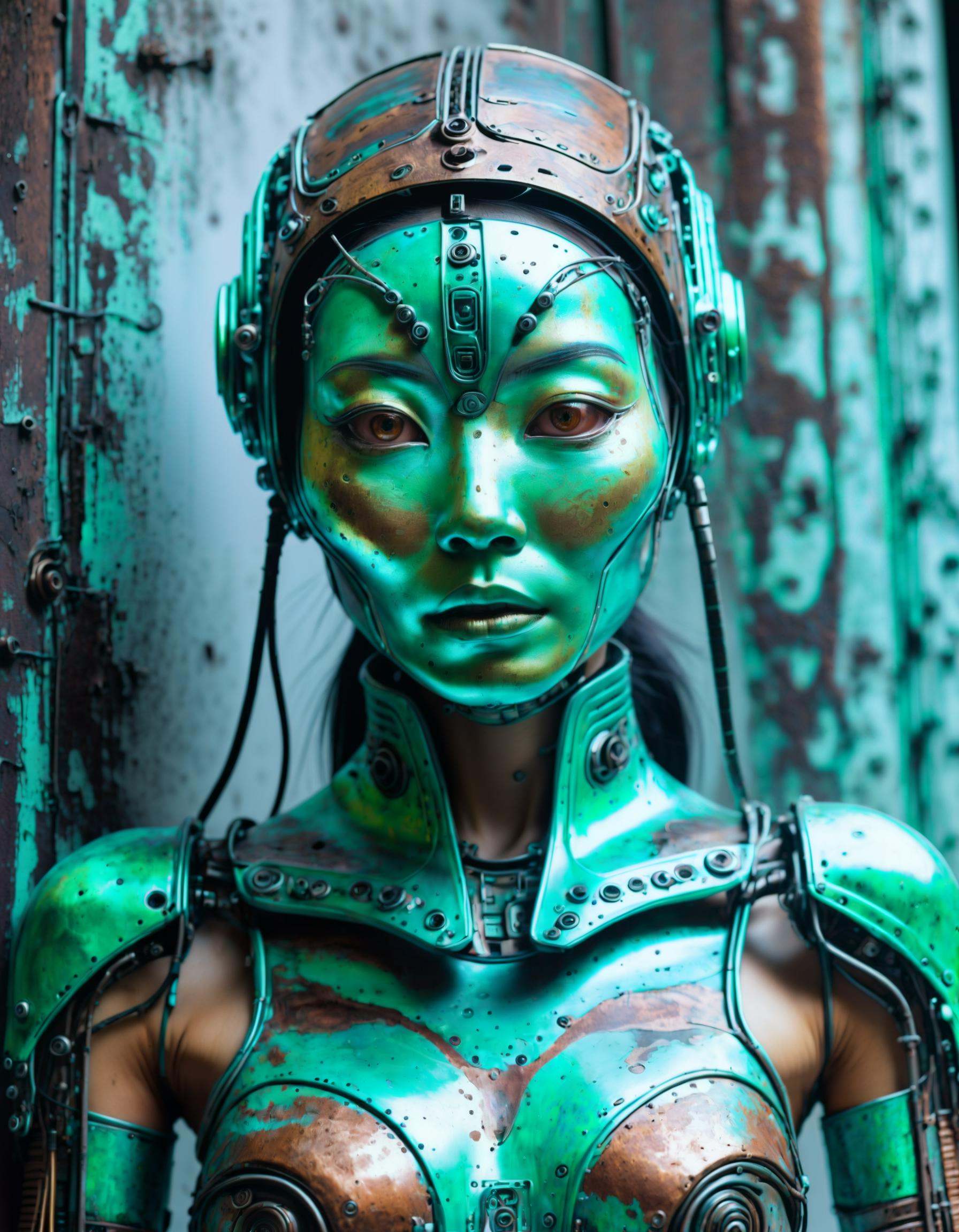 alien-themed RAW photo,  patina metal skin,  pms style on Tensor.Art