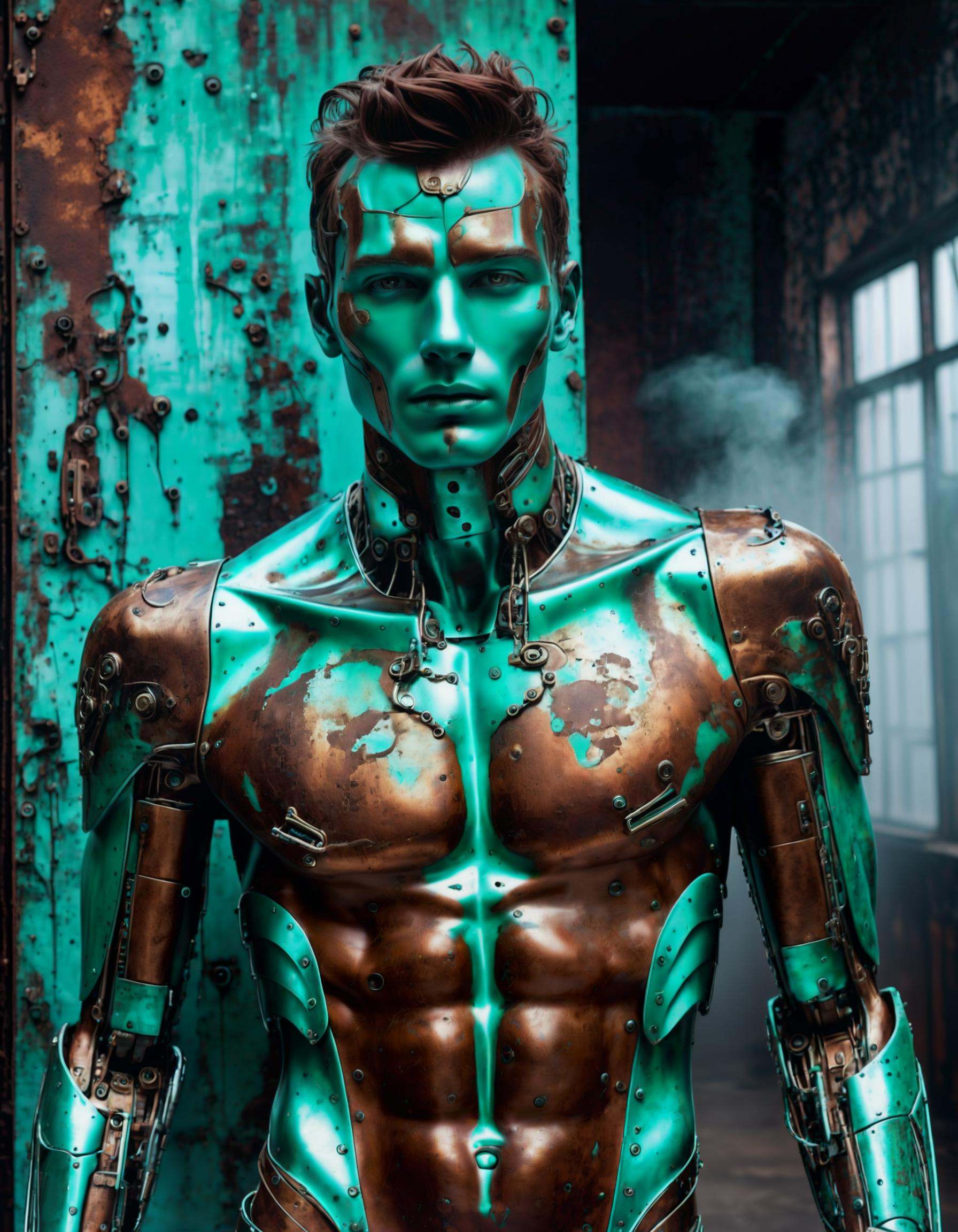 glamorous photo RAW photo,  patina metal skin,  pms style on Tensor.Art