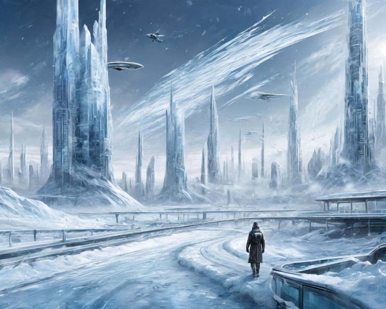 science and technology wind,  science fiction,  snow on Tensor.Art