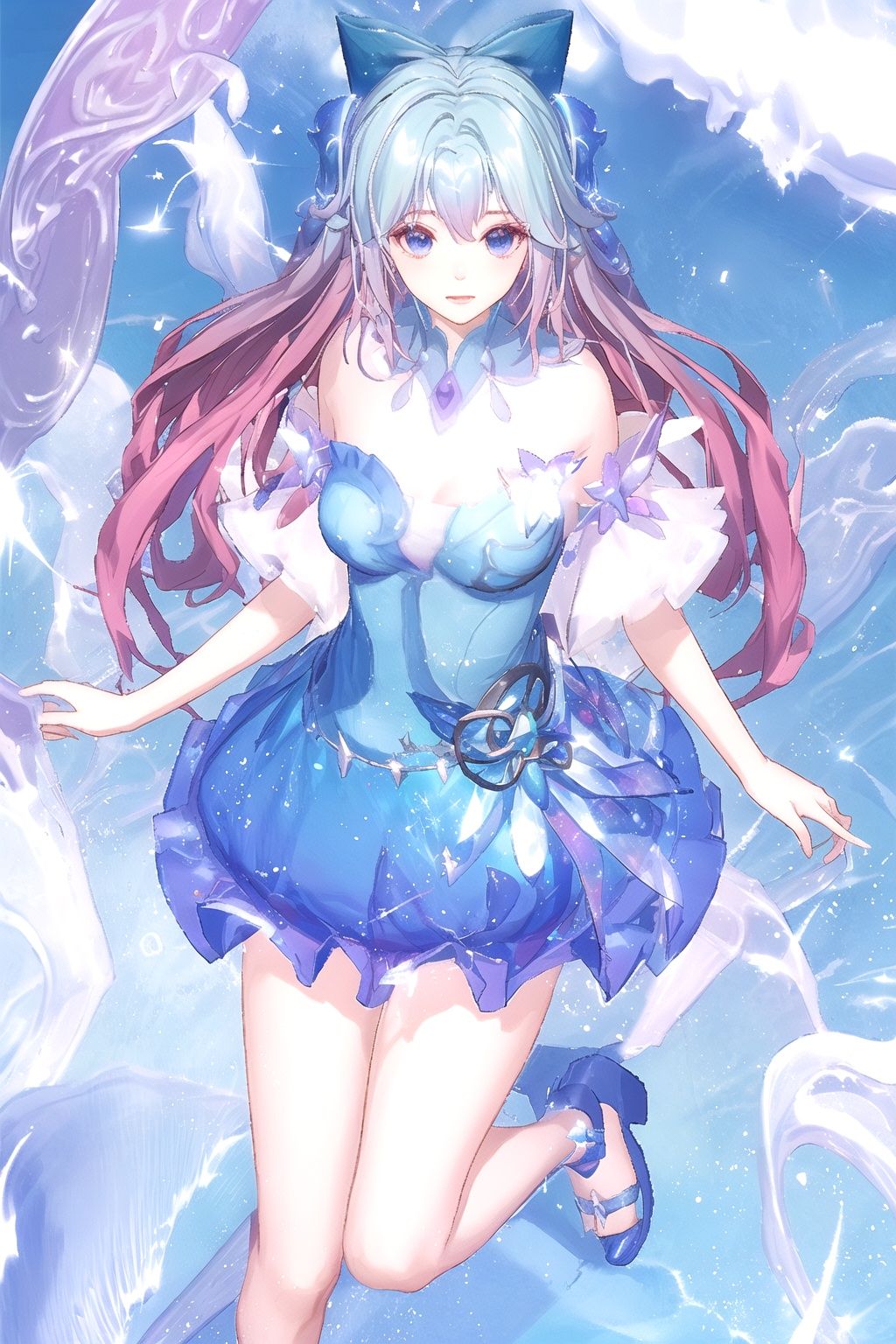bare ahoge footwear bow hair bow cg_game super detail multicolored hair nude on Tensor.Art