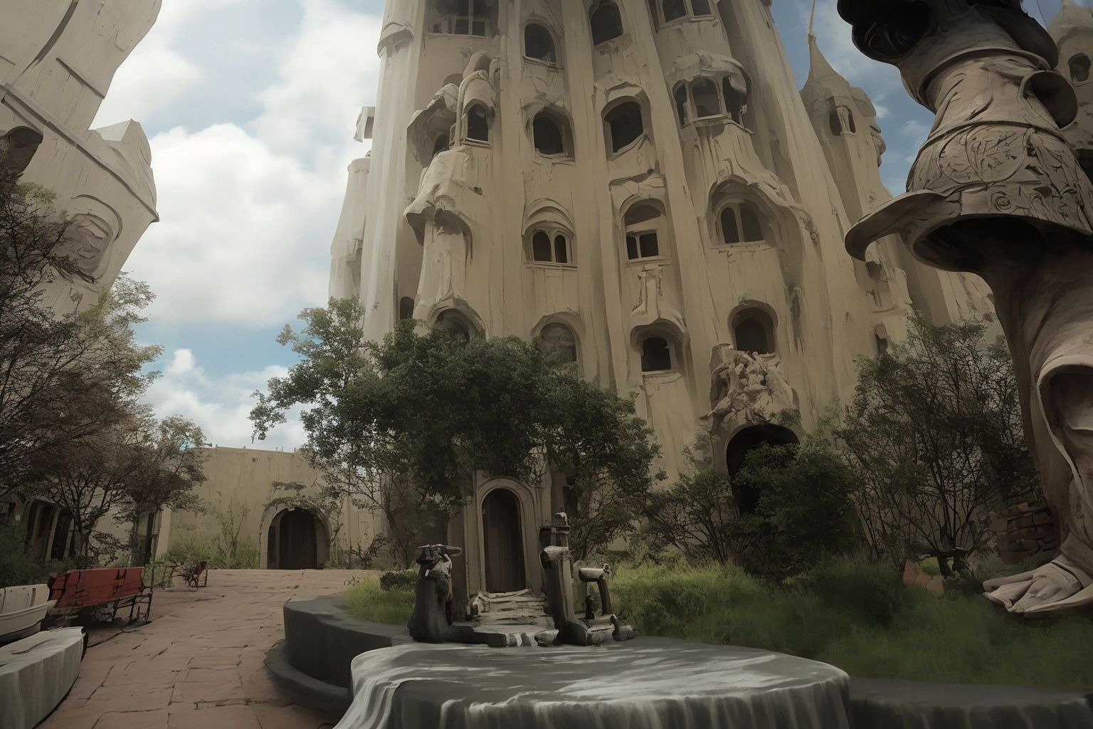 (((masterpiece, best quality))), flowers garden,fantasy  buildings,