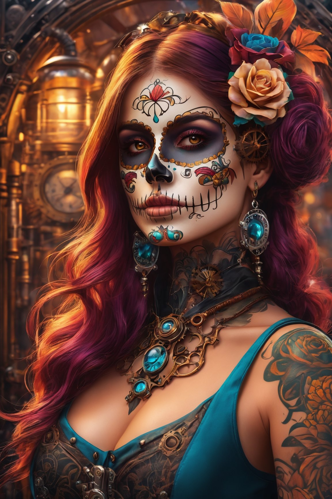 Realistic 8K illustration,  ,  Woman with tattoo sleeves on Tensor.Art
