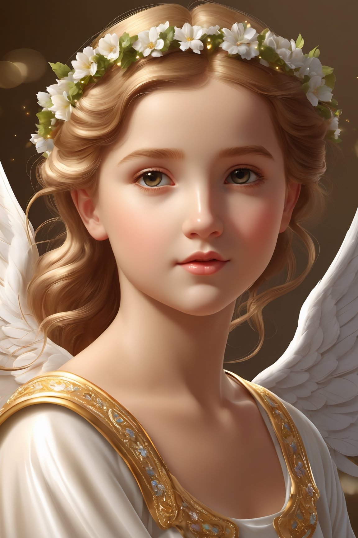 (Highest quality,  8K),  Craft a breathtaking masterpiece of a Beautiful Angel in a fantastic and realistic vector art sty...