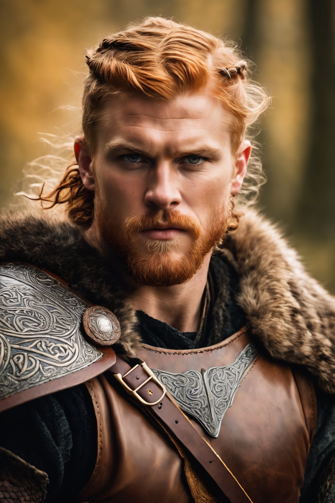 (Portrait of a fierce and fearsome Celtic warrior in battle),  (action shot photo),  (portrait) on Tensor.Art