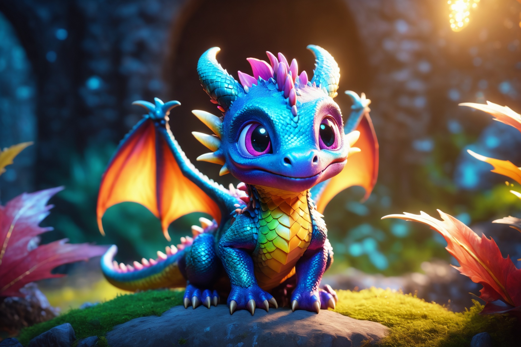 baby dragon,  cinematic background,  vibrant colors on Tensor.Art
