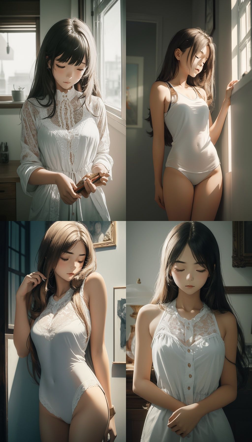 1girl,  long hair,  close eyes on Tensor.Art