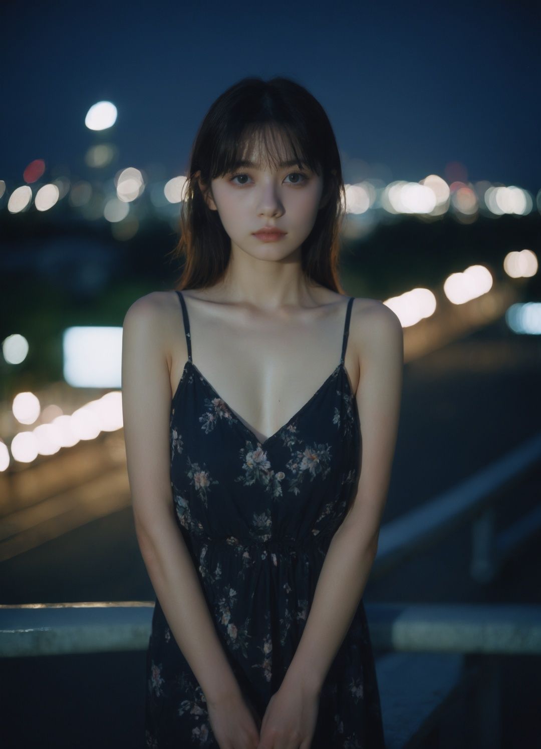 1girl,Fujifilm Provia 400X,d:,night view,Surrealism,clear focus,realistic,