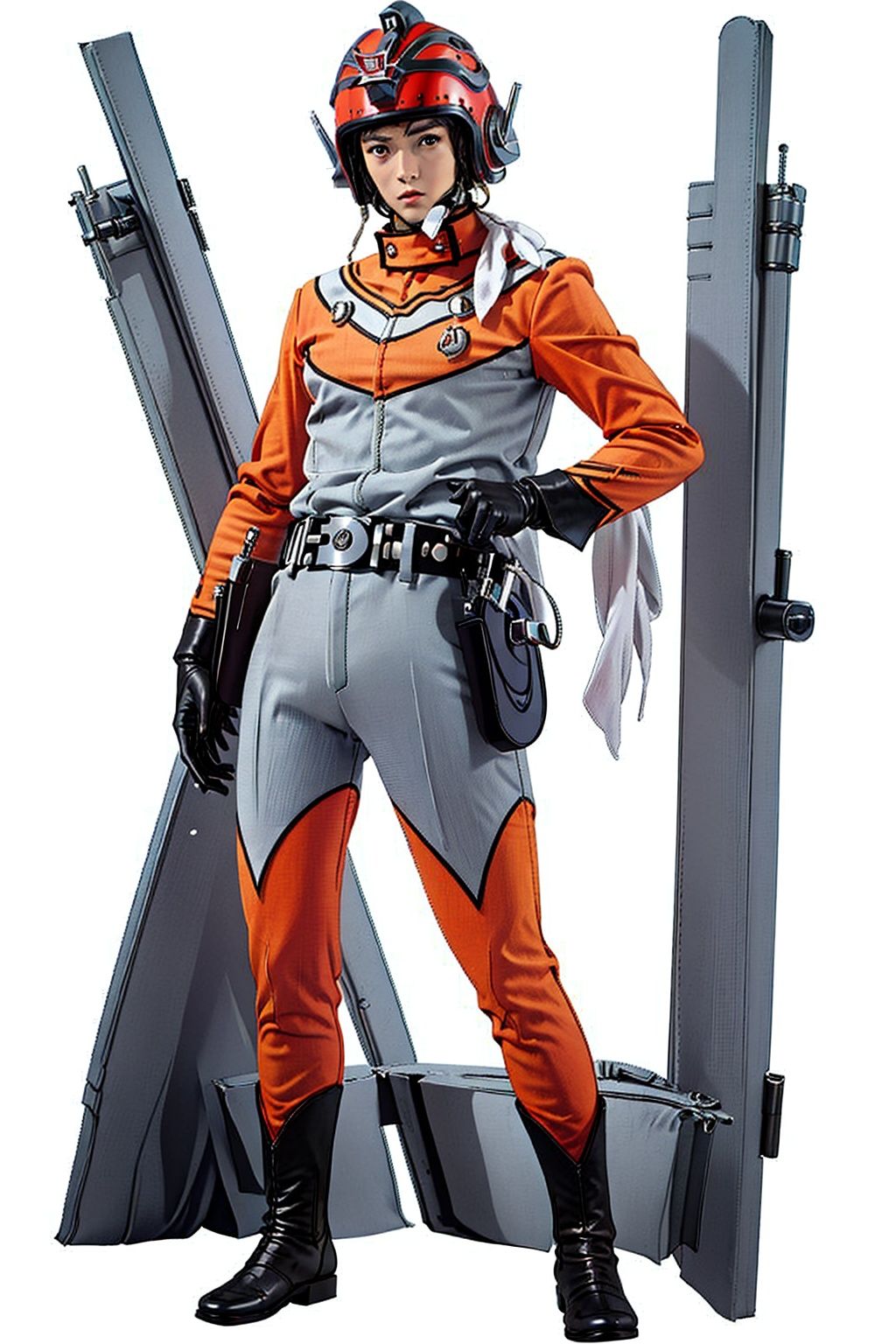 (masterpiece:1.3), (the best quality:1.2), (super fine illustrations:1.2), (Masterpiece), high quality, high detail,((white background:1.2)), looking at viewer, (SOLO:1.4),outline,,simple background,belt pouch, choker, bodysuit,gloves,helmet,uniform,armor,pants,logo,military uniform,emblem,boots,belt,tac style