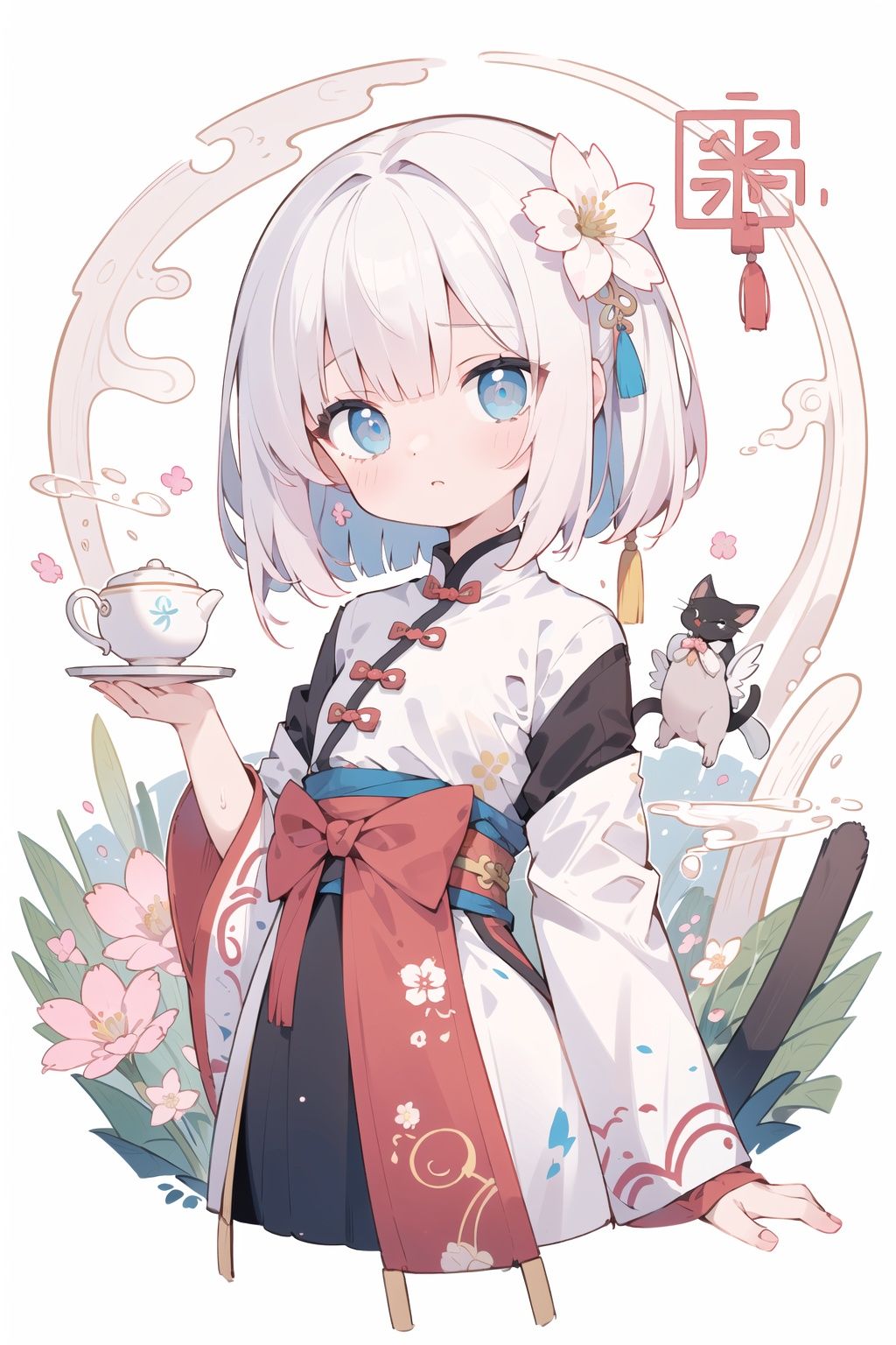 arms behind back,
(((masterpiece))),best quality,watercolor,(((illustration)),((Chinese_style)), (((beautiful detailed girl))),small chest,cat,tea, ((delicate cute face)),blue_eyes,watery_eyes, bob_cut,white_hair,flower, (hanfu),silky,pink,luxuriant,layered dress, (in_spring),beautiful_landscape,light particles,(((masterpiece))),best quality,watercolor,(((illustration)),((Chinese_style)), (((beautiful detailed girl))),small chest,cat,tea, ((delicate cute face)),blue_eyes,watery_eyes, bob_cut,white_hair,flower, (hanfu),silky,pink,luxuriant,layered dress, (in_spring),beautiful_landscape,light particles,