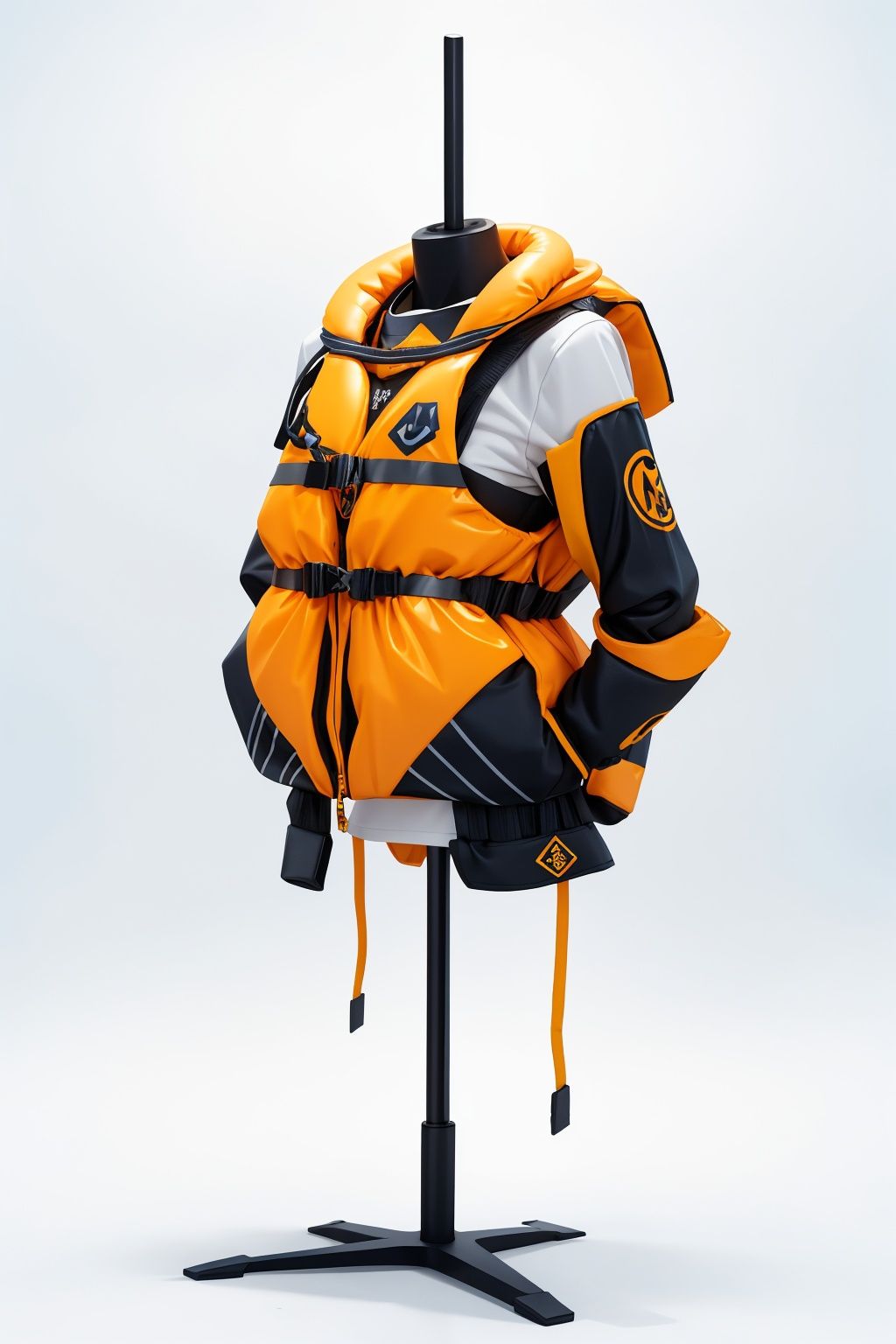 life jacket,object(((no humans))), simbol Design,dynamic graphic art,professional simbol design4k,like photos,product map,white background, blender, C4D,ultra high res,