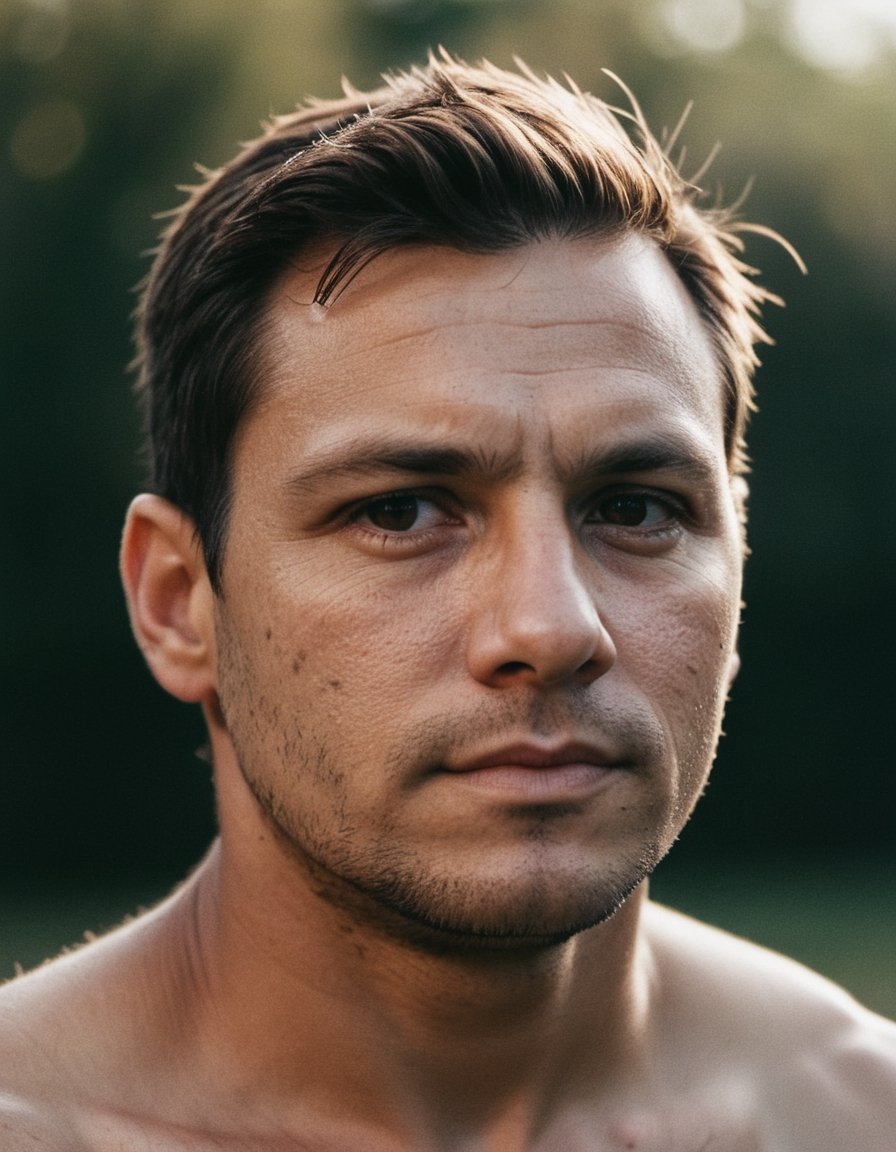 front shot,  portrait photo of a 35 y.o man,  looks away on Tensor.Art