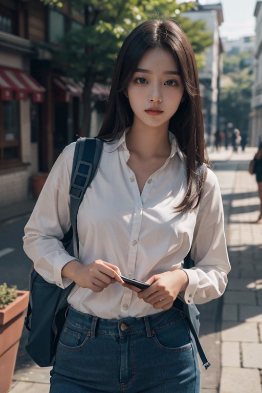 21-year-old college student from Seoul,  dress shirt,  tight jeans on Tensor.Art