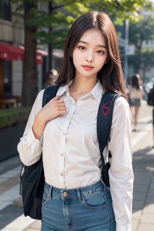 21-year-old college student from Seoul,  dress shirt,  tight jeans on Tensor.Art