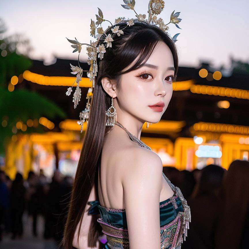 1girl,  off the shoulder,  city night on Tensor.Art