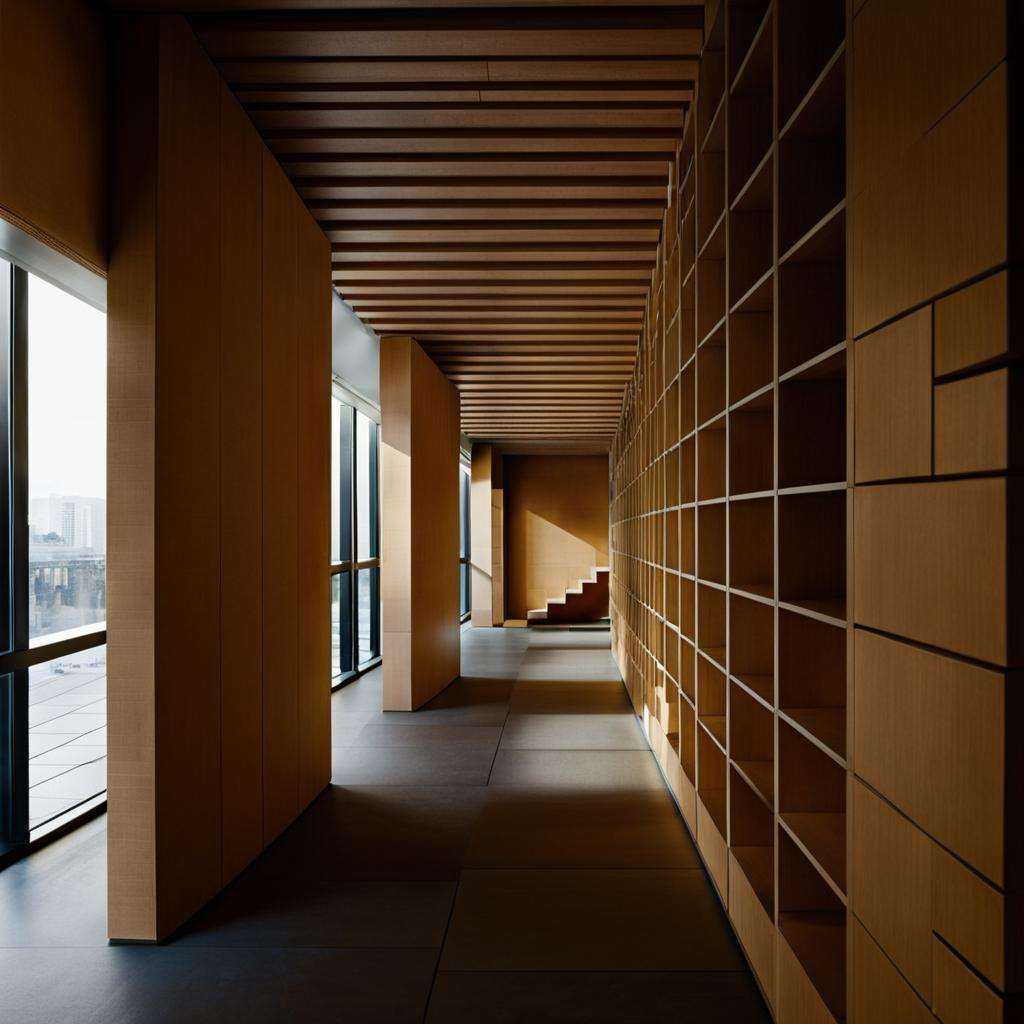 bookstore,mrares,a long hallway with a bunch of boxes on the floor and a bunch of stairs on the wall and a lot of windows,<lora:bookstore-xl:0.6>,
