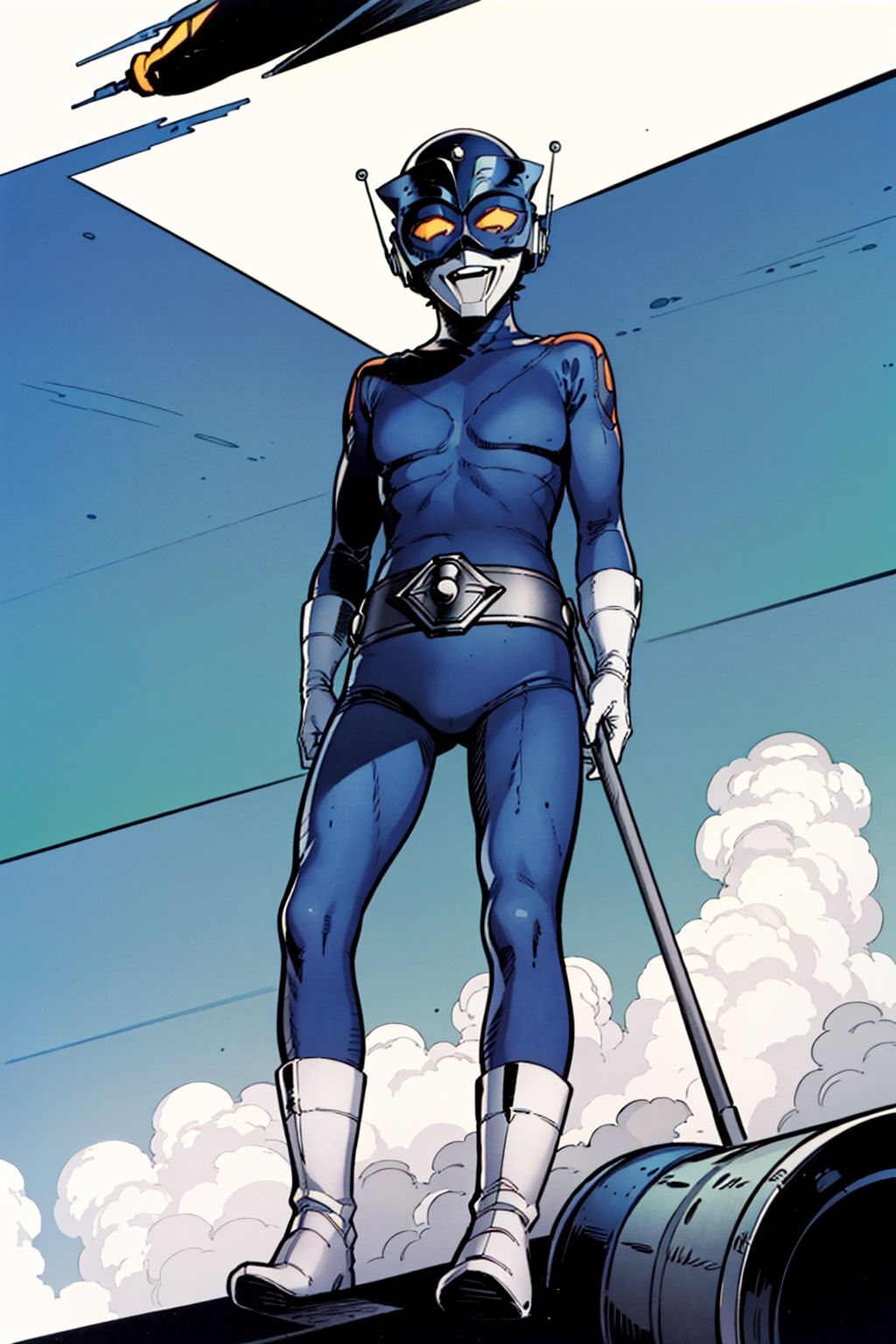  (masterpiece:1.3), (the best quality:1.2), (super fine illustrations:1.2), (Masterpiece), high quality, high detail,((white background:1.2)), looking at viewer, (SOLO:1.4),outline,,simple background,bodysuit, shadow,cover,mask,belt,white footwear,gloves,boots,helmet,headwear,white gloves,armor, bodysuit