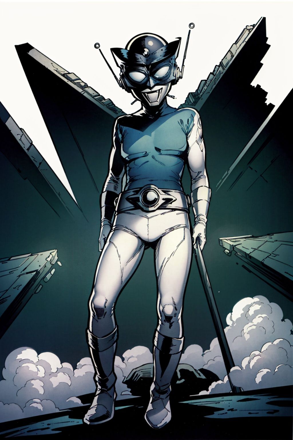  (masterpiece:1.3), (the best quality:1.2), (super fine illustrations:1.2), (Masterpiece), high quality, high detail,((white background:1.2)), looking at viewer, (SOLO:1.4),outline,,simple background,bodysuit, shadow,cover,mask,belt,white footwear,gloves,boots,helmet,headwear,white gloves,armor, bodysuit