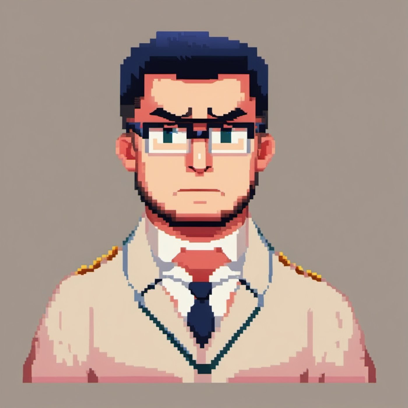 Pixel style image of full body tenxiida character,  serious male,  wearing glasses on Tensor.Art