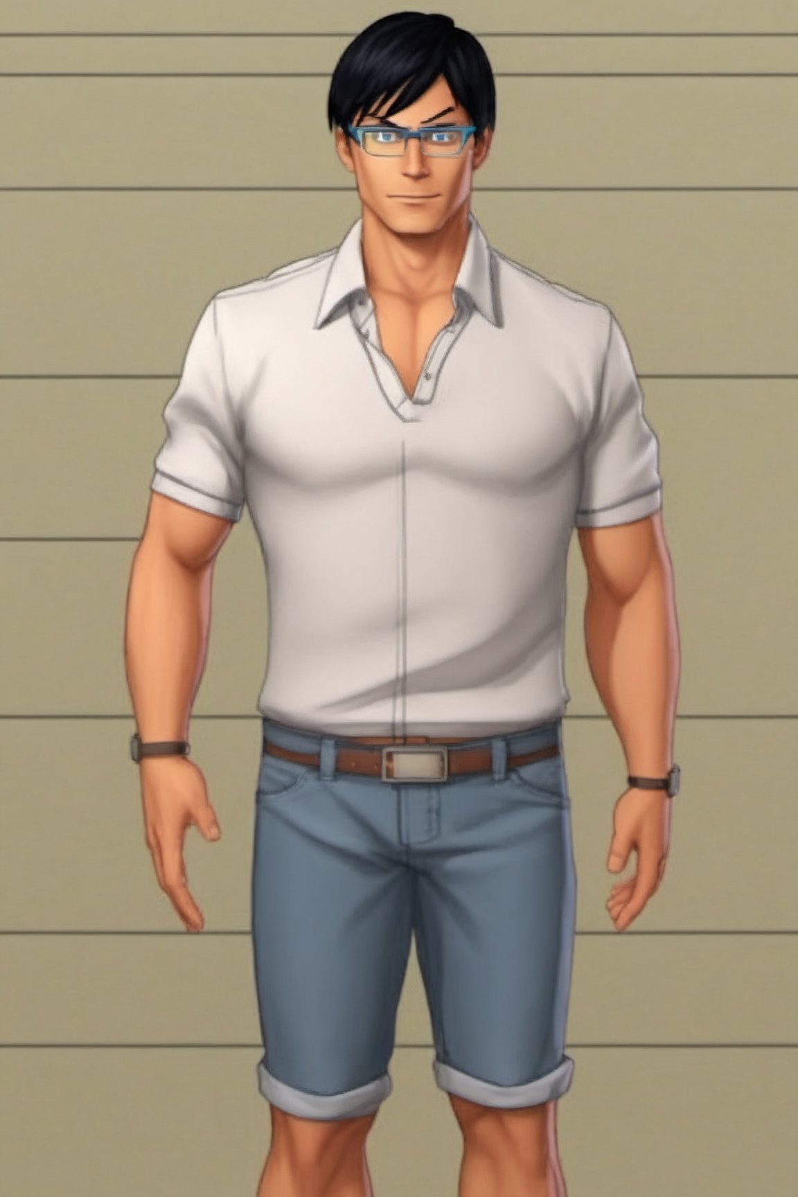Realistic human like image of full body tenxiida character,  serious male,  black hair on Tensor.Art