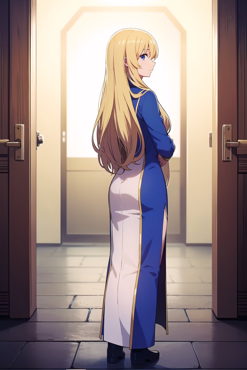 priestess,  blonde hair,  blue eyes on Tensor.Art