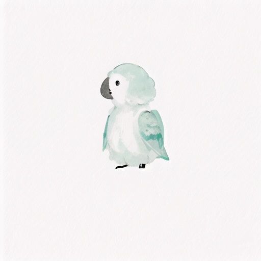 <lora:watercolor_flower:1>, a cute parrot, simple background, blank background,