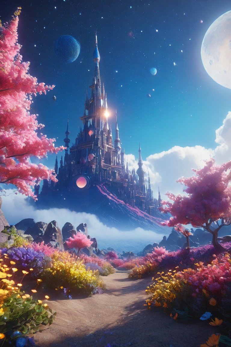 Surreal space, pointillism, fantasy, psychedelic realism, unreal engine v5, octane render, photo realistic