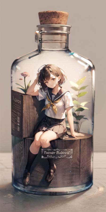 1girl,  arm at side,  bottle on Tensor.Art