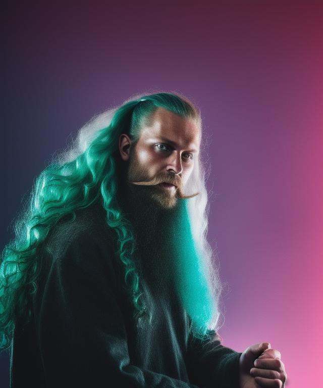 a muscular attractive sks man as viking,  bushy beard,  long curly hair on Tensor.Art