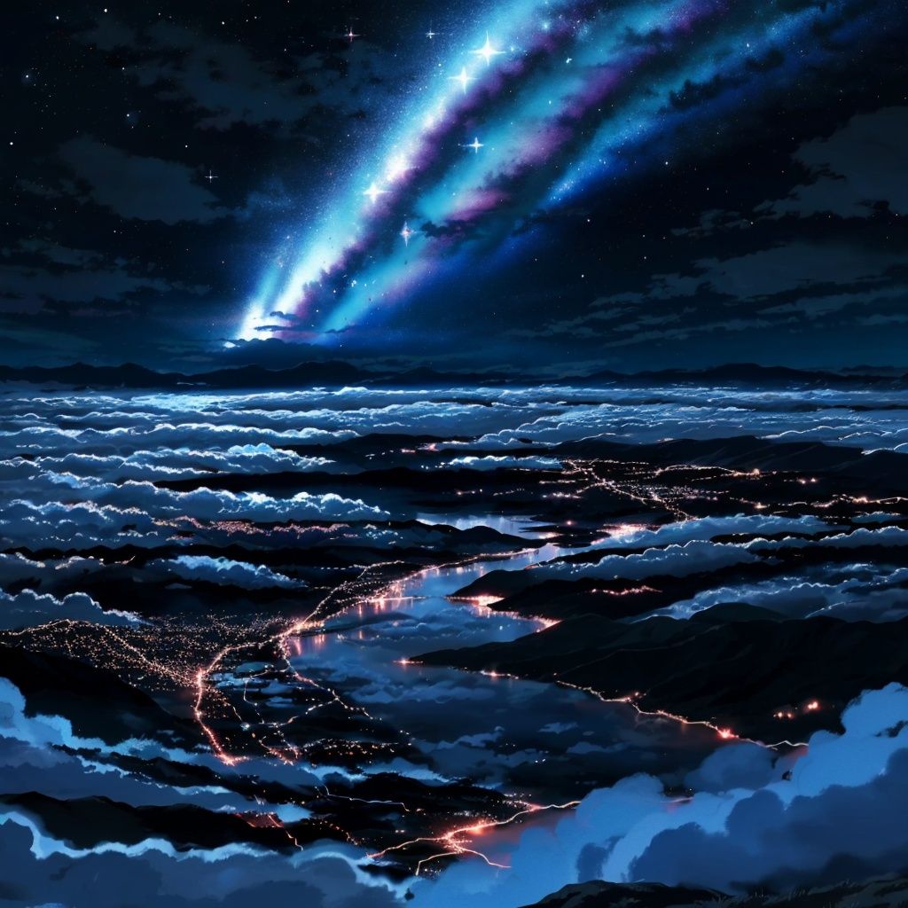 mz-hd, sky, cloud, no humans, star \(sky\), night, cloudy sky, scenery, night sky, starry sky,<lora:1010ndmzyh-000018:0.6>