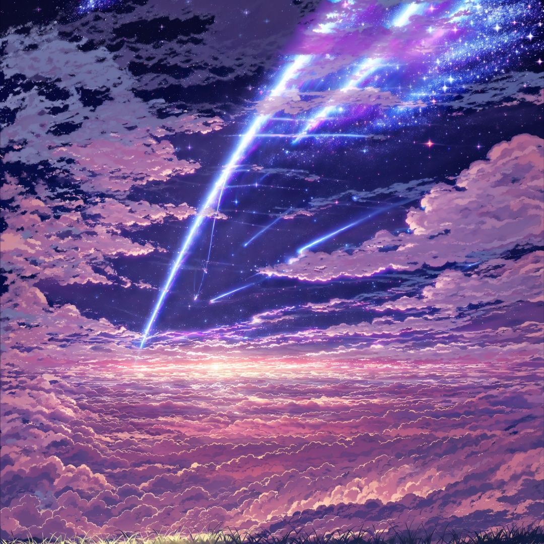  1girl,mz-hd, sky, cloud, no humans, star \(sky\), night, cloudy sky, scenery, night sky, starry sky, grassland, xwhd