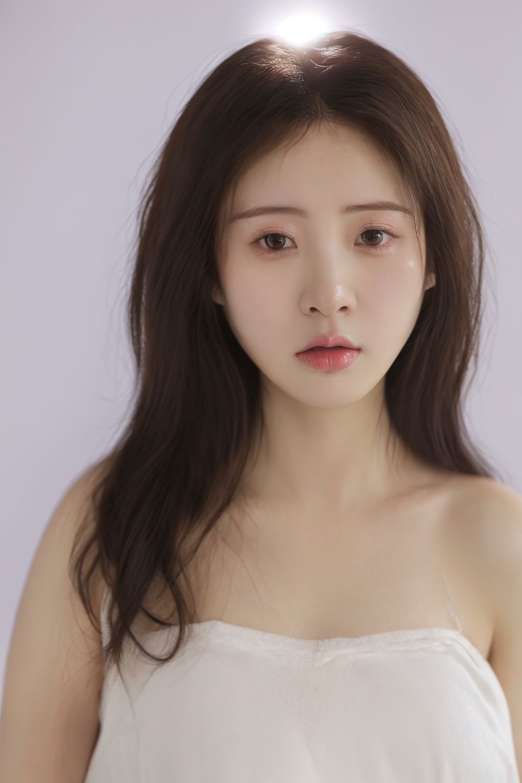 1girl,incredibly absurdres,huge filesize,asian,realistic,looking_at_viewer,looking_down,absurdres,real,photo,light,white_background,