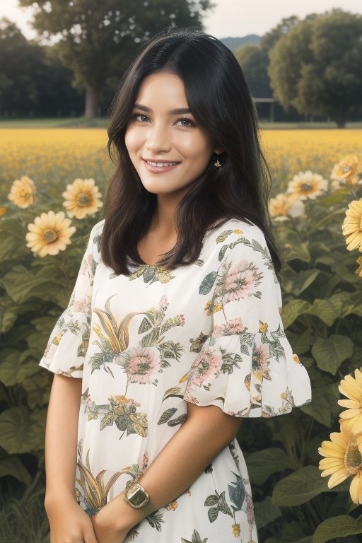Blonde hair,  flower_field,  30 year old woman on Tensor.Art