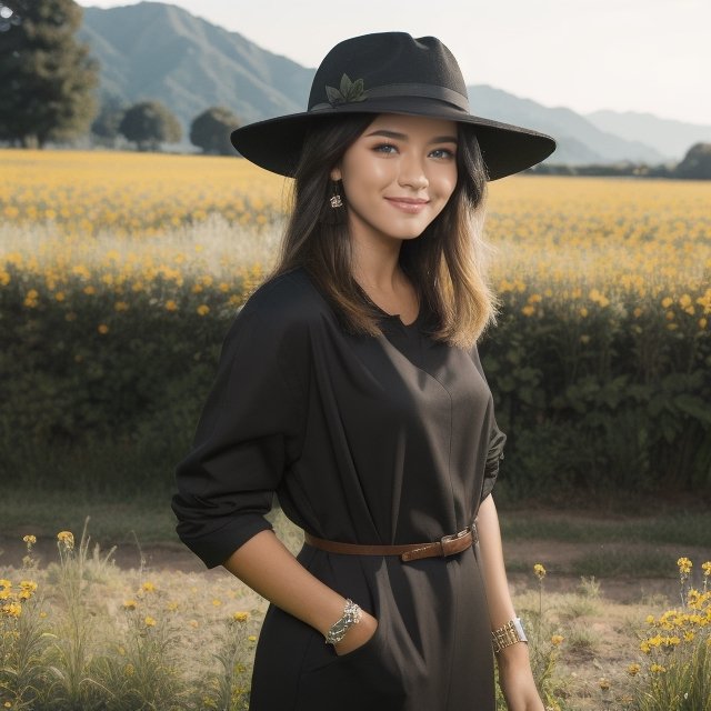 (Blonde hair),  flower_field,  22 year old woman on Tensor.Art