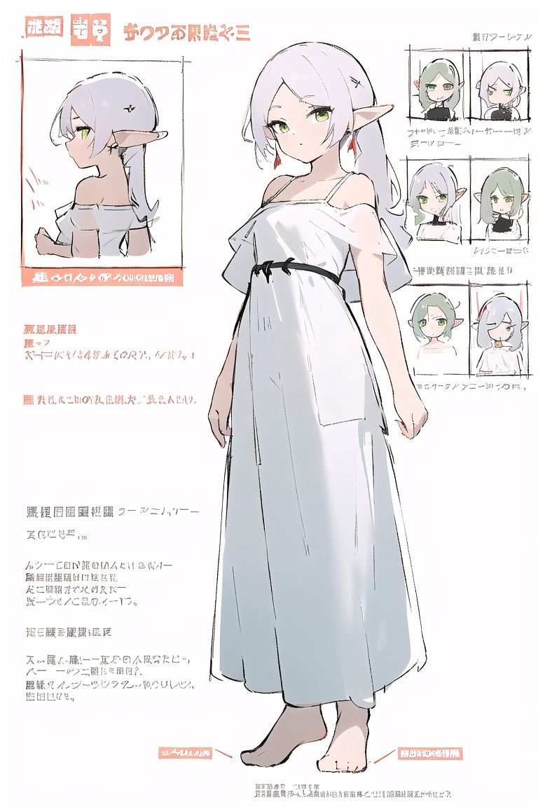 multiple views, pencil sketch, (sketch:1.25), (little girl,small breasts,), ((no shoes)), shy, best quality, graphite \\(medium\\), ske, gradient, rainbow, note, Line draft, highres, absurdres, (ultra-detailed:1.1), (illustration:1.1), (infographic:1.2), pajamas, (all clothes configuration:1.15), (solo), perfectly drawn hands, standing, cohesive background, paper, action, (character design:1.1), <lora:[Lah] Pre-Wedding Dress Collection 服装Wed_Collect:1>, type3, <lora:fll-v100:0.75:lbw=OUTALL>, fll, twintails, 1girl, pointy ears, round face, white hair, green eyes, elf, long hair, earrings, 