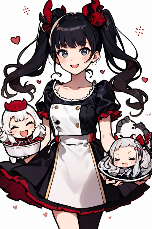 araffe girl with a black and red outfit and a black and white dress,  hana yata,  ai yazawa on Tensor.Art