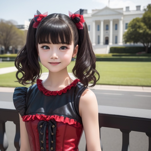 A bright sunny day photo of YUIMETAL (Yui Mizuno) from BABYMETAL,  speaking,  age 9 on Tensor.Art