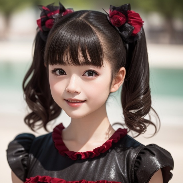 solo,  ,  A bright sunny day photo of YUIMETAL (Yui Mizuno) from BABYMETAL on Tensor.Art
