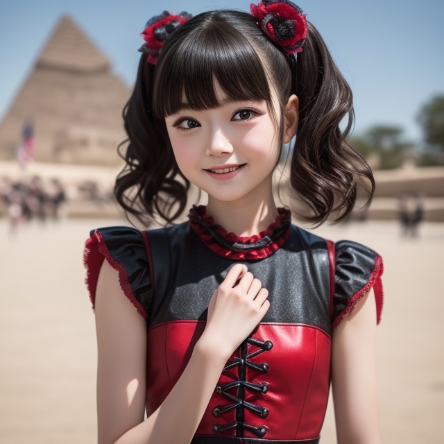 solo,  ,  A bright sunny day photo of YUIMETAL (Yui Mizuno) from BABYMETAL on Tensor.Art