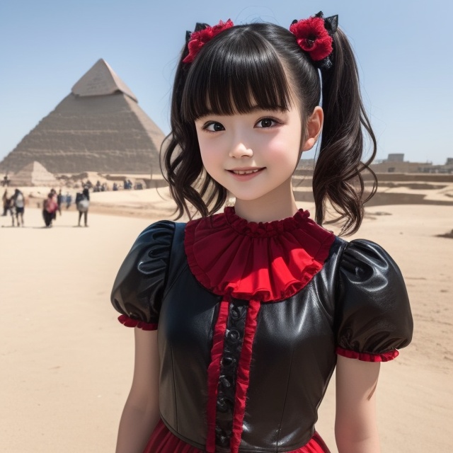 solo,  ,  A bright sunny day photo of YUIMETAL (Yui Mizuno) from BABYMETAL on Tensor.Art