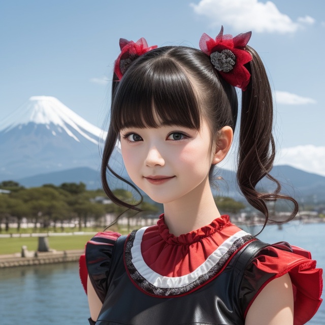 solo,  ,  A bright sunny day photo of YUIMETAL (Yui Mizuno) from BABYMETAL on Tensor.Art