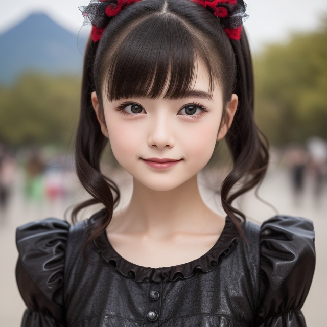solo,  ,  A bright sunny day photo of YUIMETAL (Yui Mizuno) from BABYMETAL on Tensor.Art