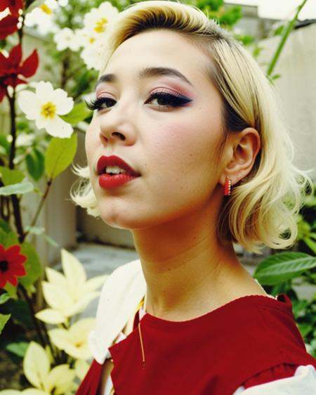 color Film photograph of a beautiful woman,  short hair,  tokyo on Tensor.Art