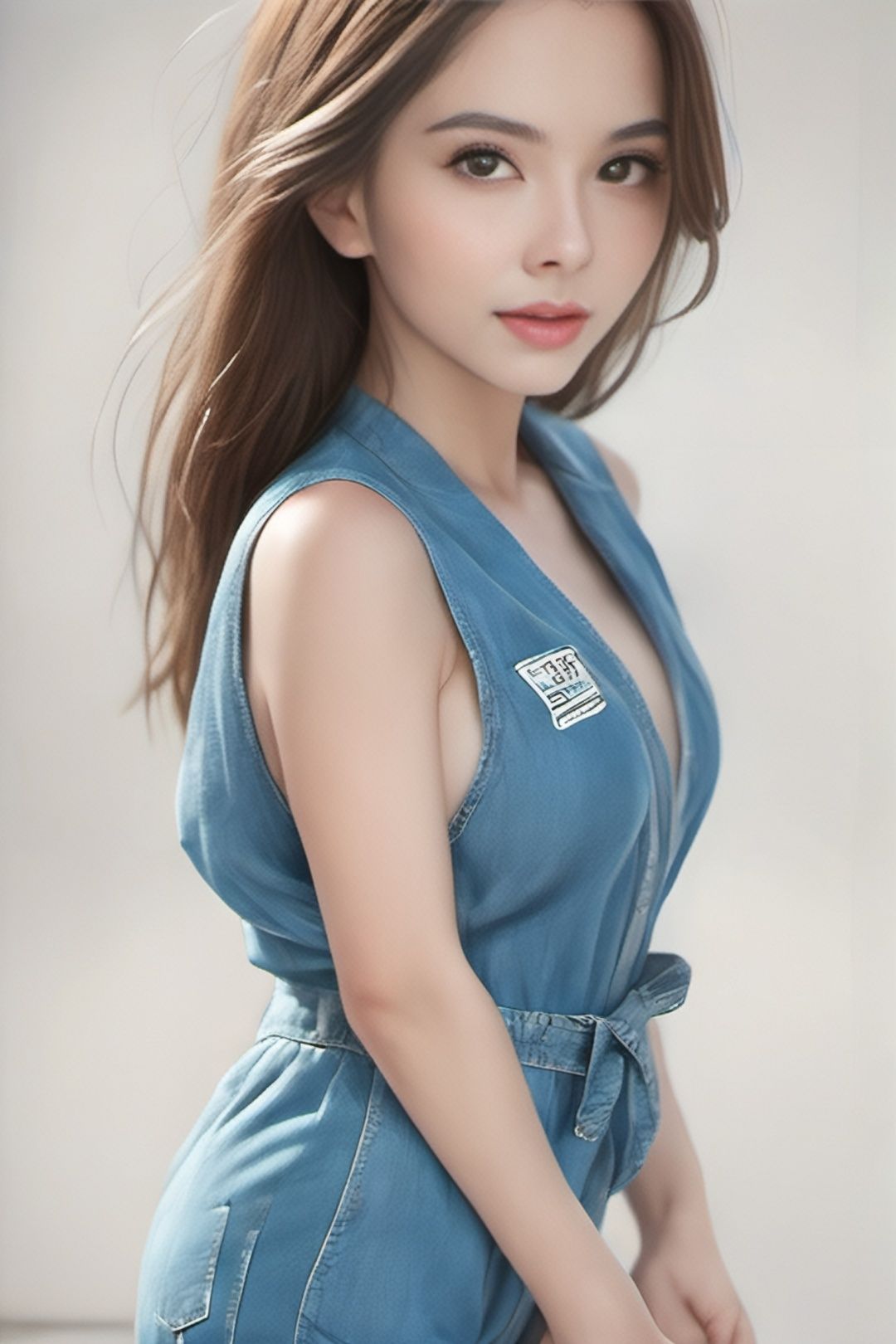  best quality ,photorealistic, photography, highly detailed,
Denim jumpsuit, zgirl, sideboob,upper_body
