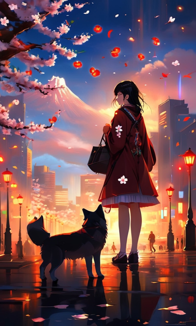 (the cover text is' lucky ':1.3),masterpiece,(best quality:1.3),<lora:ArienGirlWolf-LORA:1>,1girl,arien_wolf,cherry_blossoms,
