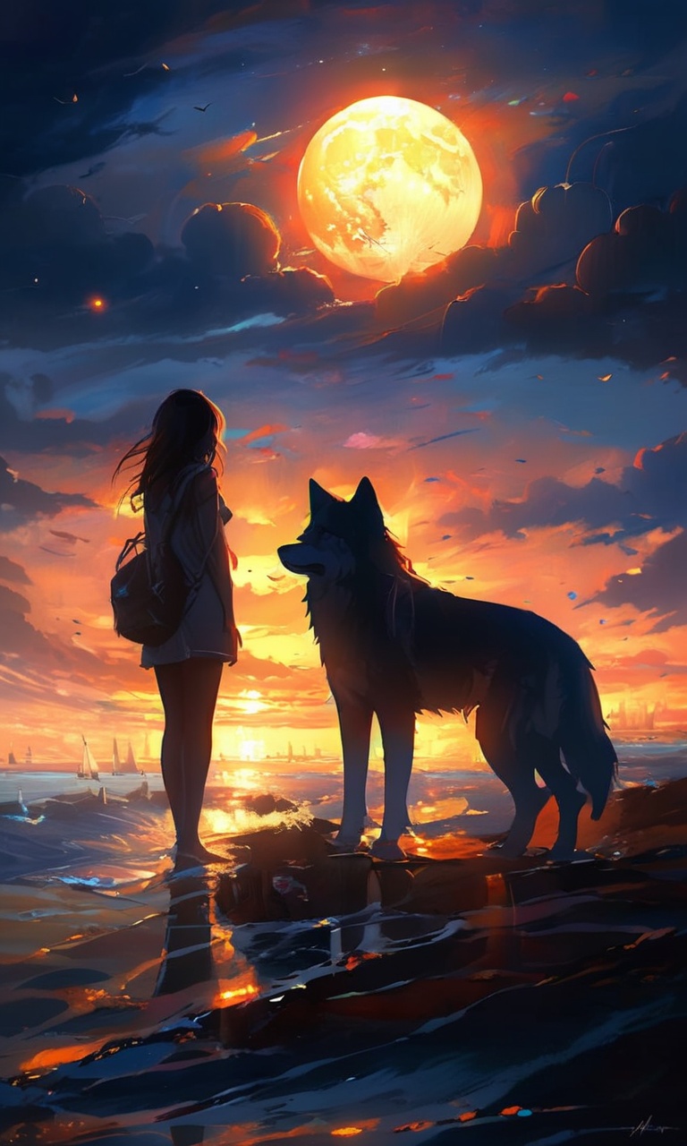 masterpiece,(best quality:1.3),<lora:ArienGirlWolf-LORA:1>,1girl,arien_wolf,ocean,
