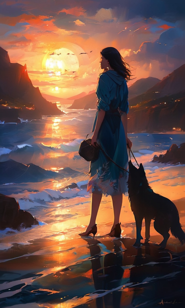 masterpiece,(best quality:1.3),<lora:ArienGirlWolf-LORA:1>,1girl,arien_wolf,ocean,